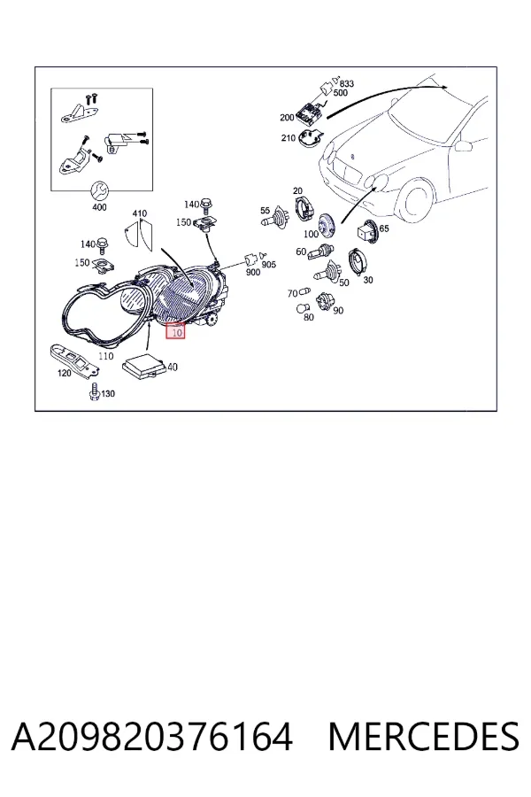 A2098203761 Mercedes Фара дальнього світла в зборі
