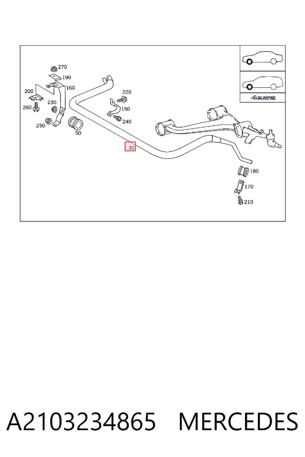 Передній стабілізатор A2103234865 Mercedes