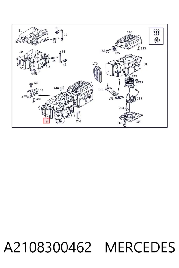 Корпус радіатора кондиціонера (салонний випарник) A2108300462 Mercedes