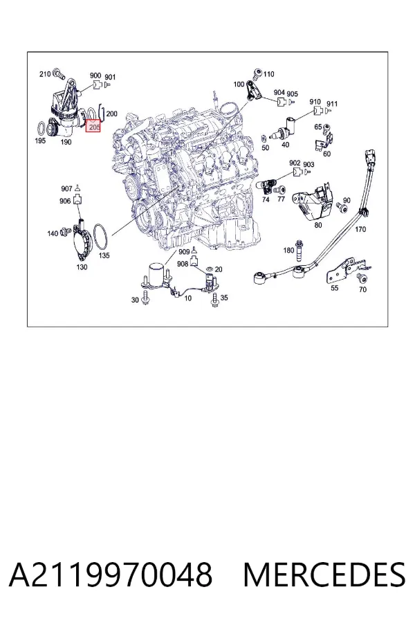 Кільце ущільнювача трубки радіатора пічки A2119970048 Mercedes