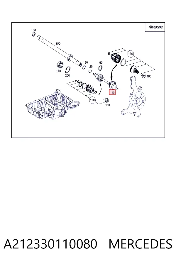 Купити A2123301100 Mercedes Піввісь права