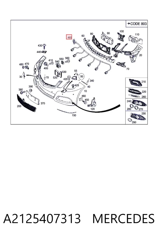 Кабель/дріт парктроника бампера, переднього A2125407313 Mercedes