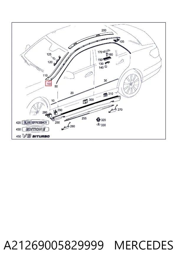 Молдинг даху, лівий Mercedes A2126900582 ціна, від 19.00 USD