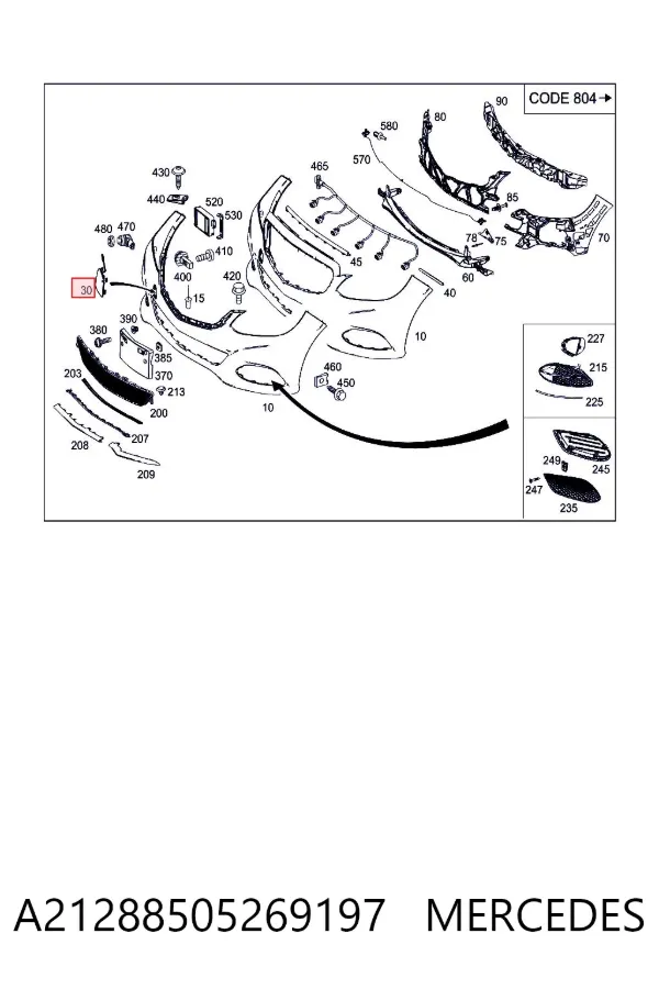 Заглушка бампера буксирувального гака Mercedes A2128850526