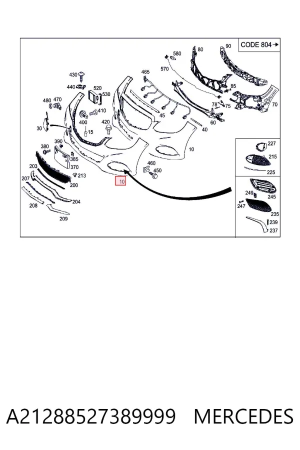 Передній бампер A21288527389999 Mercedes