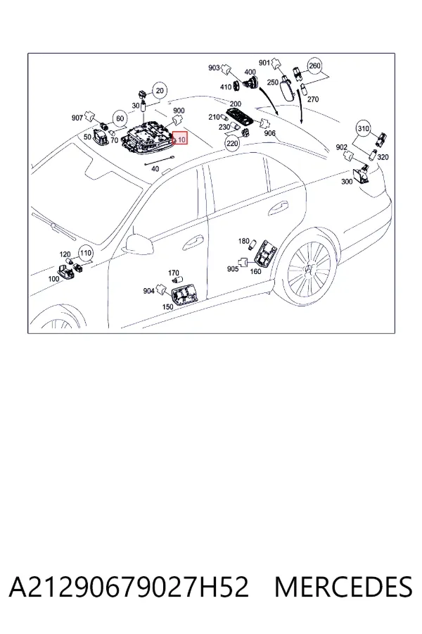 Плафони внутрішнього освітлення Mercedes A2129067902