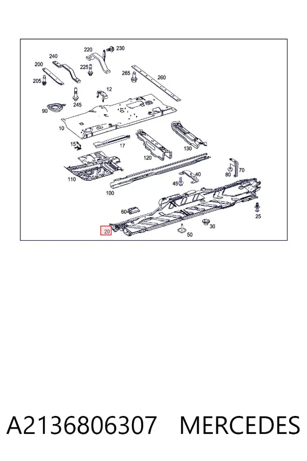 Захист днища, лівий A2136806307 Mercedes