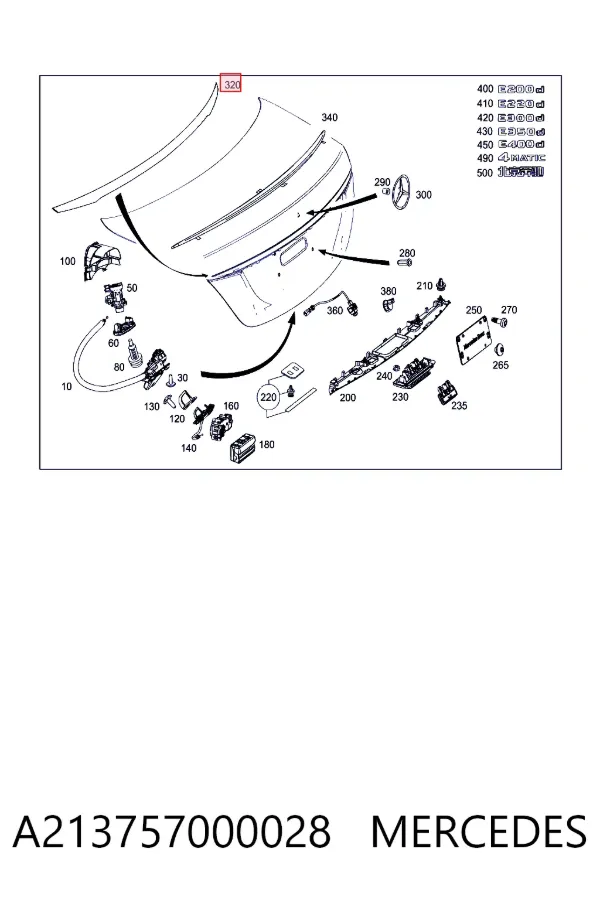 Купити A2137570000 Mercedes Молдинг кришки багажника