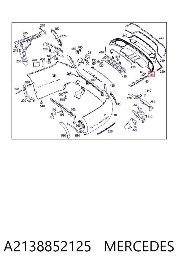 Накладка бампера заднього A2138852125 Mercedes