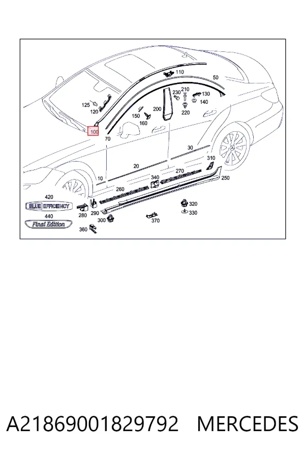Молдинг даху, лівий A21869001829792 Mercedes