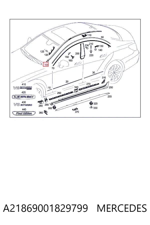 Купити A2186900182 Mercedes Молдинг даху, лівий