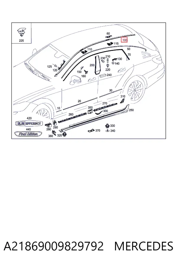 Молдинг даху, лівий A21869009829792 Mercedes