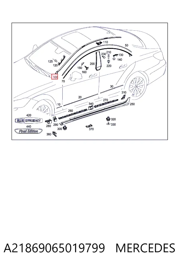 Молдинг даху, лівий Mercedes A2186906501 ціна, від 87.91 USD