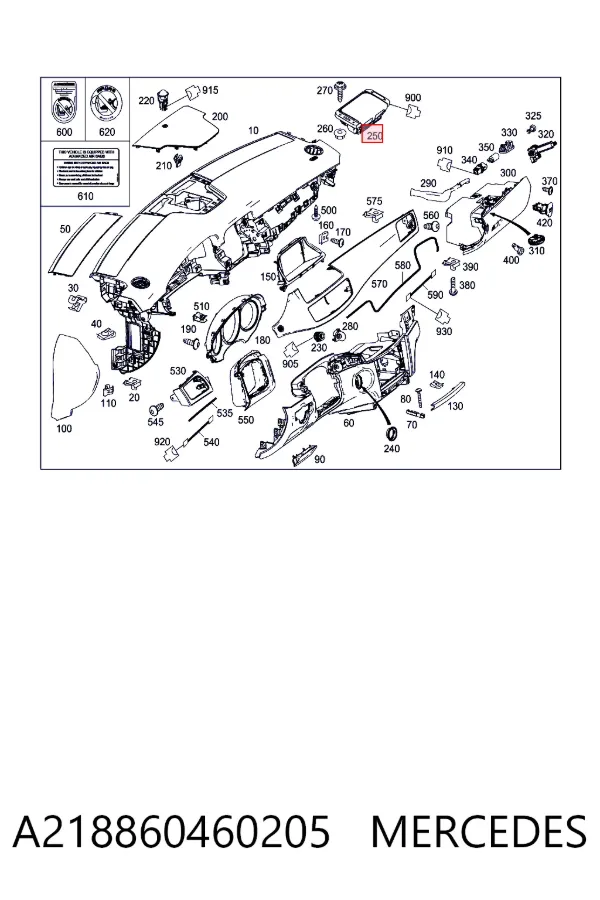 Подушка безпеки, пасажирська, AIRBAG A218860460205 Mercedes