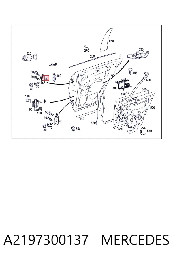 Петля заднтої двері, лівої A2197300137 Mercedes