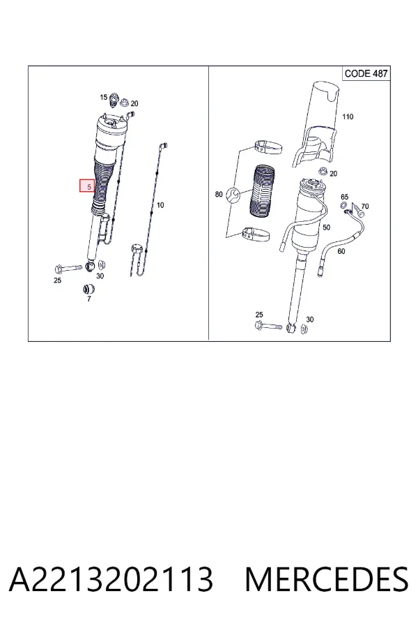 Амортизатор задній, лівий A2213202113 Mercedes