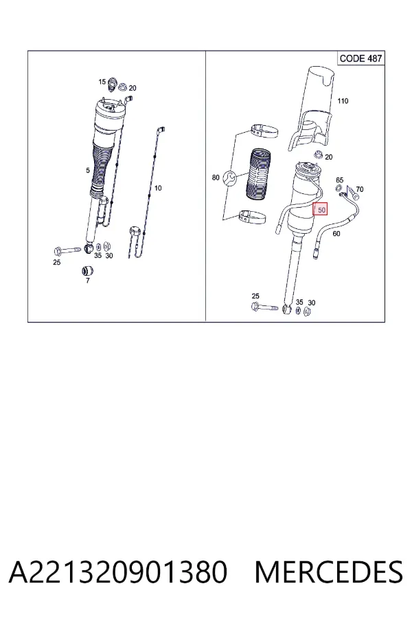 Купити A2213209013 Mercedes Амортизатор задній, правий