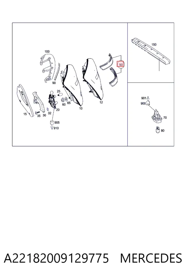 Накладка заднього ліхтаря Mercedes A2218200912 ціна, від 25.34 USD