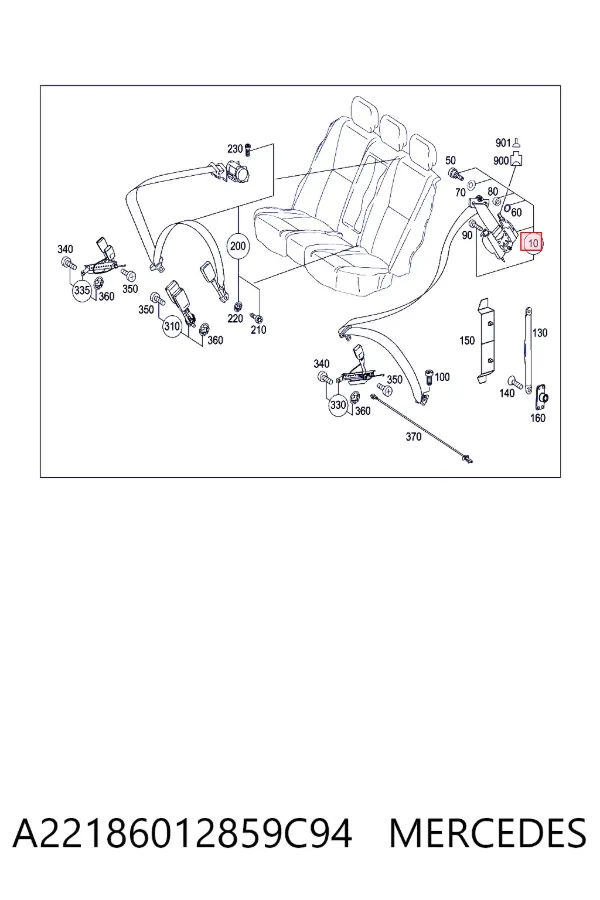 Пасок безпеки задній правий Mercedes A2218601285