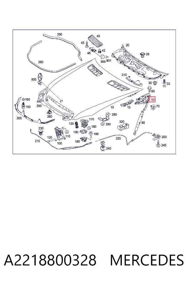 Петля капота, ліва A2218800328 Mercedes