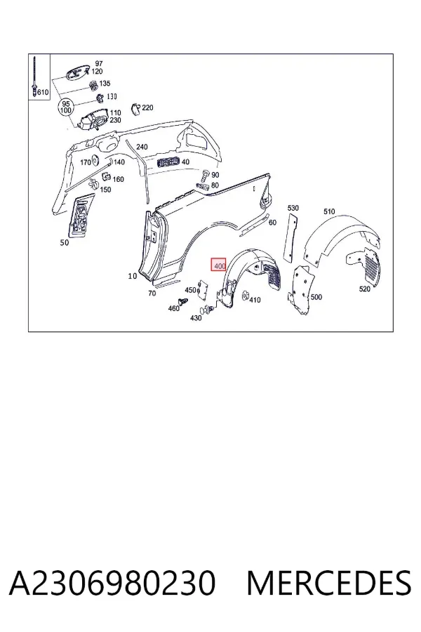Лючок бензобака A2306980230 Mercedes