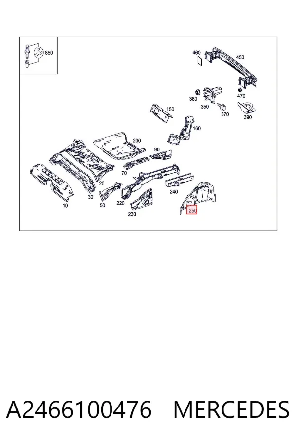 Арка крила заднього правого A2466100476 Mercedes