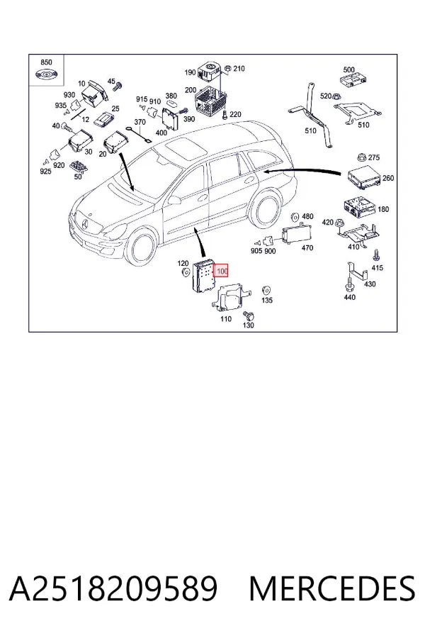 Підсилювач звуку аудіосистеми A2518209589 Mercedes
