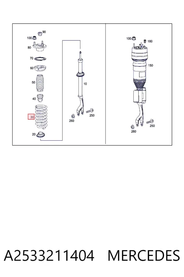 Пружина передня A2533211404 Mercedes