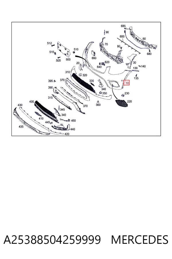 Передній бампер A25388504259999 Mercedes