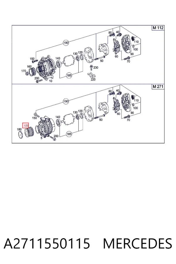 Шків генератора A2711550115 Mercedes