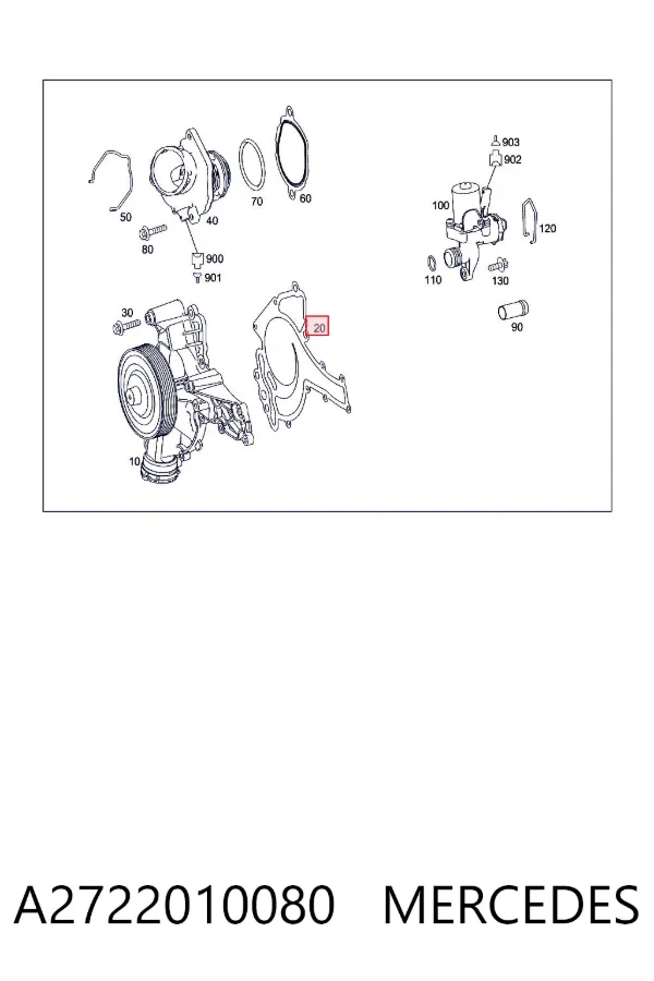 Прокладка водяної помпи A2722010080 Mercedes