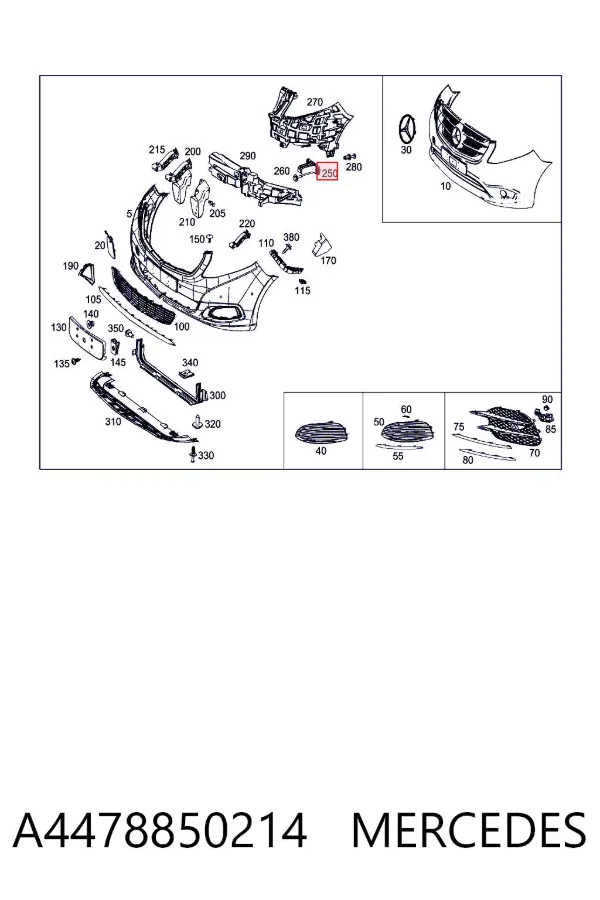 Кронштейн бампера переднього A4478850214 Mercedes