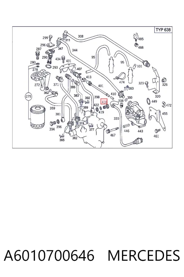 Паливний перепускний клапан (болт банджо) A6010700646 Mercedes