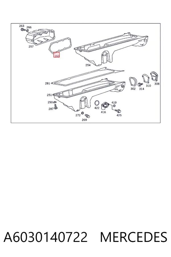 Прокладка піддону картера двигуна A6030140722 Mercedes