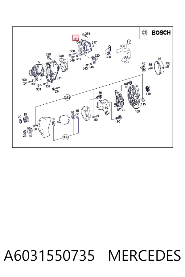 Кронштейн генератора A6031550735 Mercedes