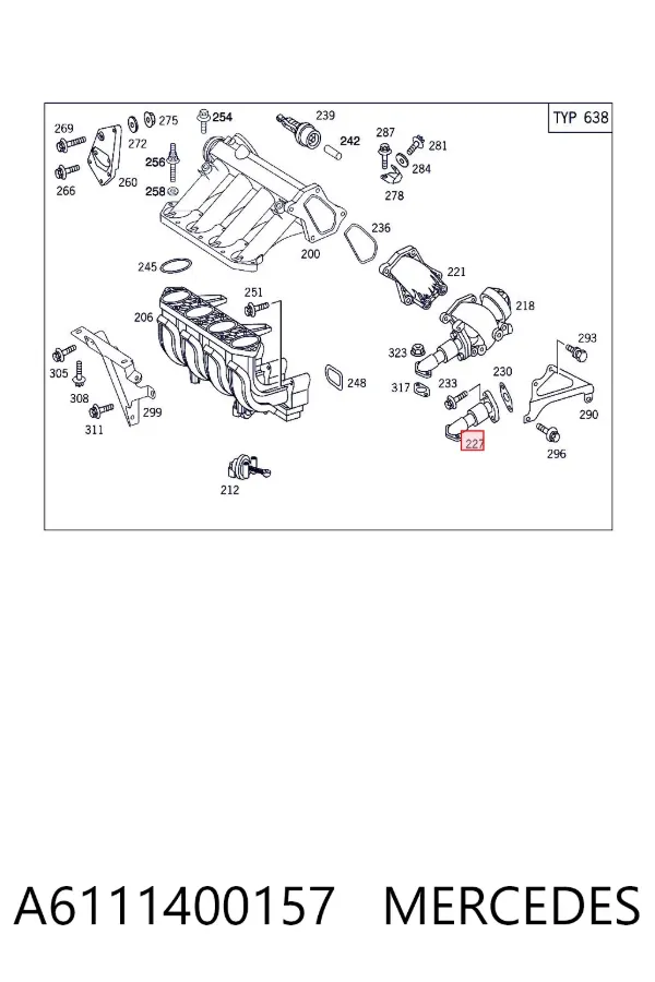 Патрубок системи рециркуляції ОГ EGR A6111400157 Mercedes
