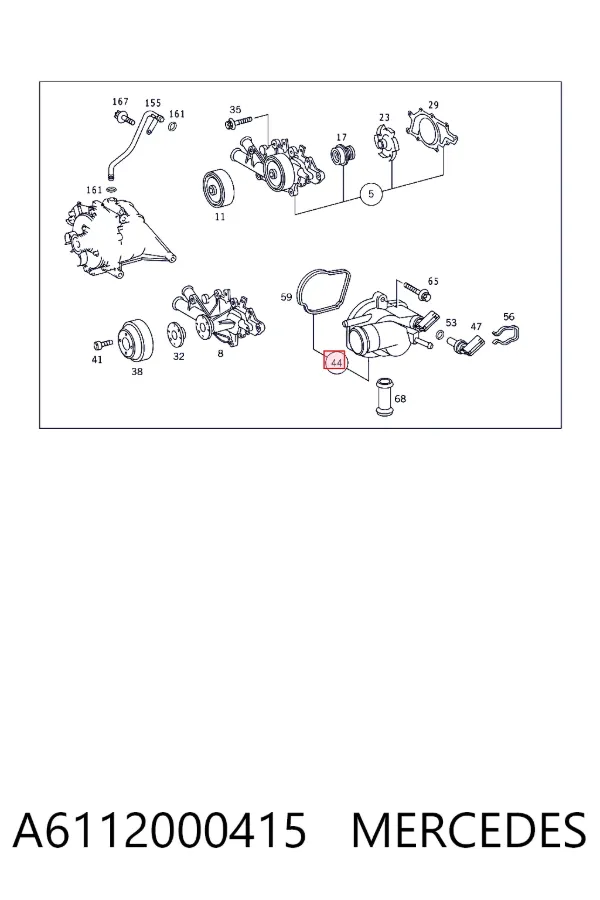 Корпус термостата A6112000415 Mercedes