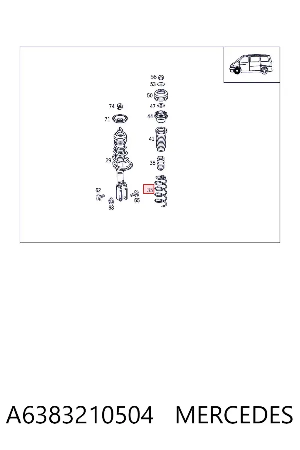Пружина передня A6383210504 Mercedes