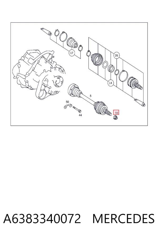 Гайка маточини передньої A6383340072 Mercedes