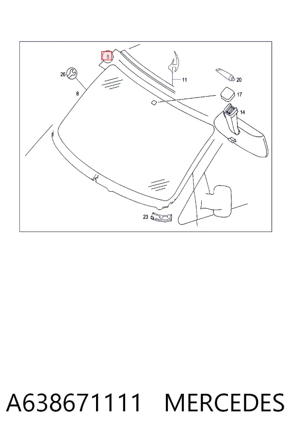 Лобове скло A638671111 Mercedes