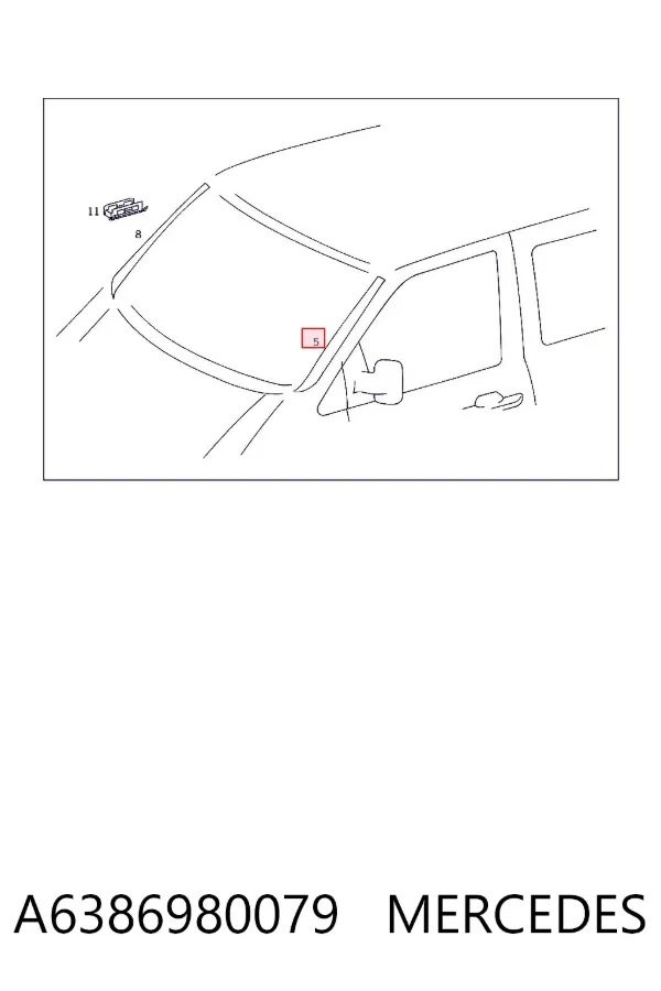 Молдинг лобового скла, лівий A6386980079 Mercedes