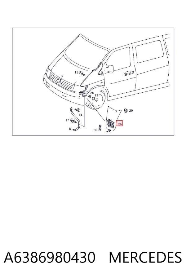 Підкрилок передній лівий A6386980430 Mercedes