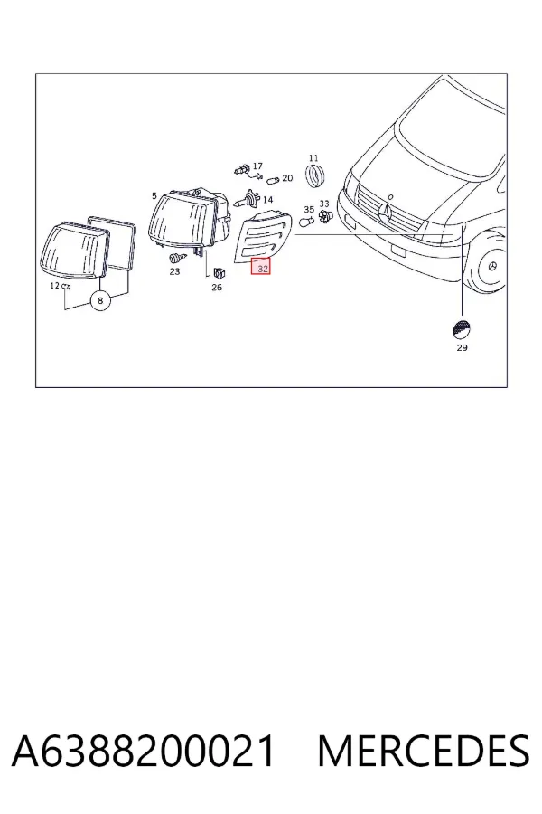 Вказівник повороту лівий A6388200021 Mercedes