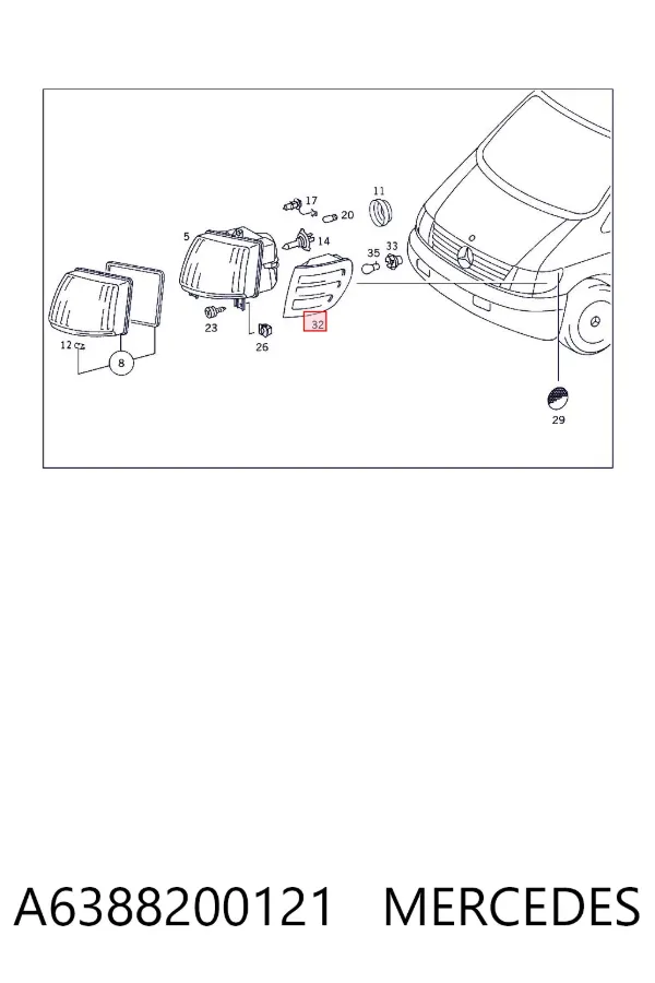 Вказівник повороту правий A6388200121 Mercedes