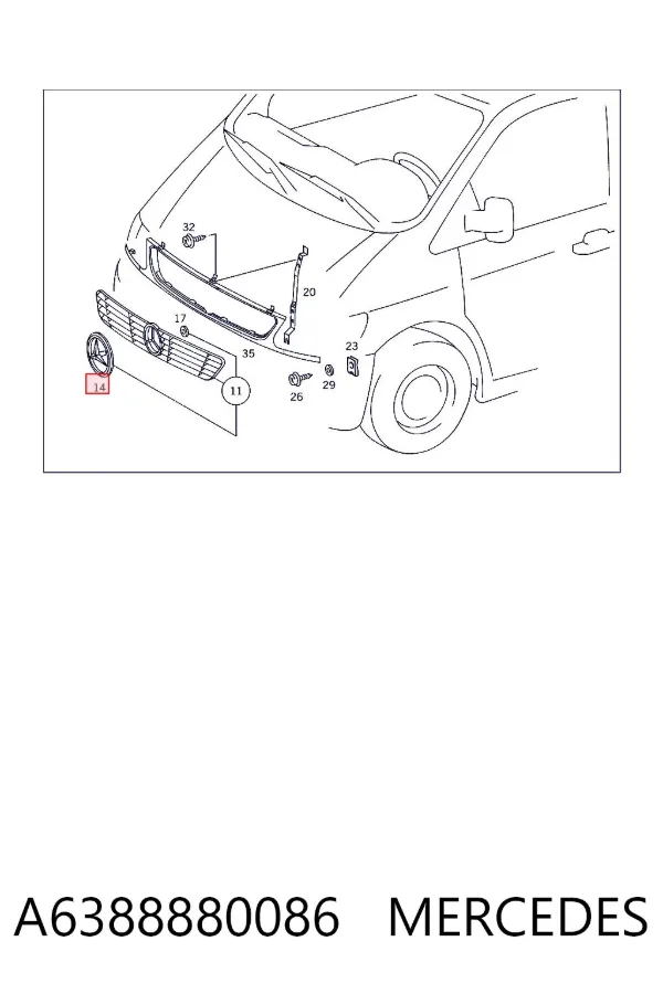 Емблема решітки радіатора A6388880086 Mercedes