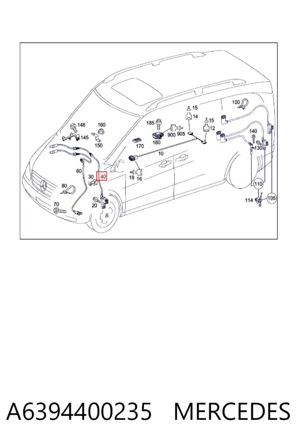 Кабель/дріт парктроника бампера, заднього A6394400235 Mercedes