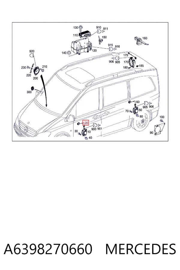 Динамік передньої двері A6398270660 Mercedes