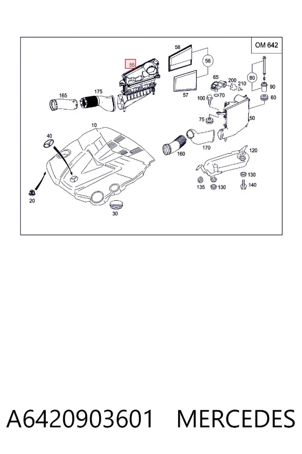 Корпус повітряного фільтра, правий A6420903601 Mercedes
