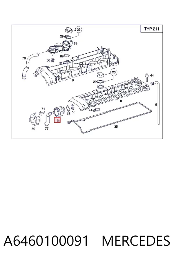 Клапан вентиляції картерних газів A6460100091 Mercedes