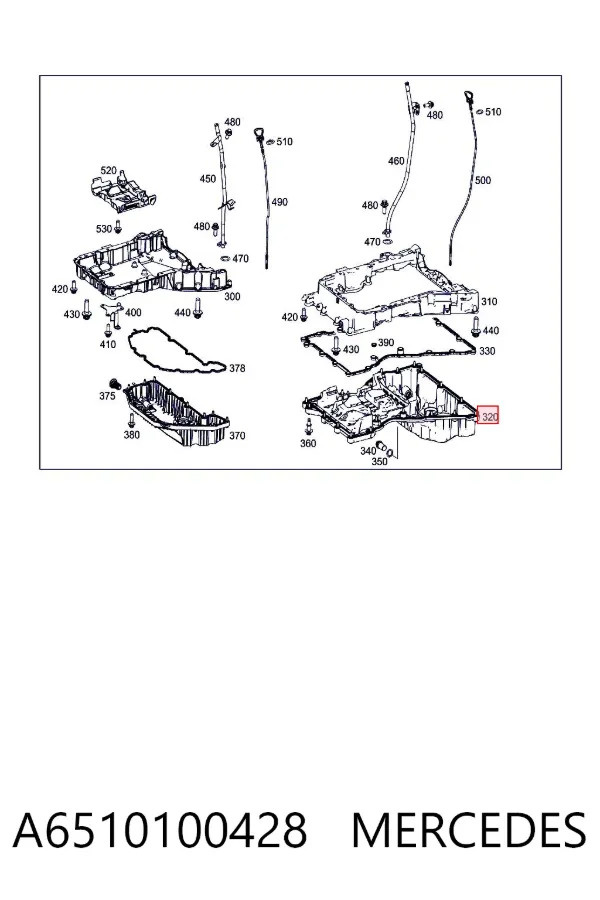 Піддон масляний картера двигуна, нижня частина A6510100428 Mercedes